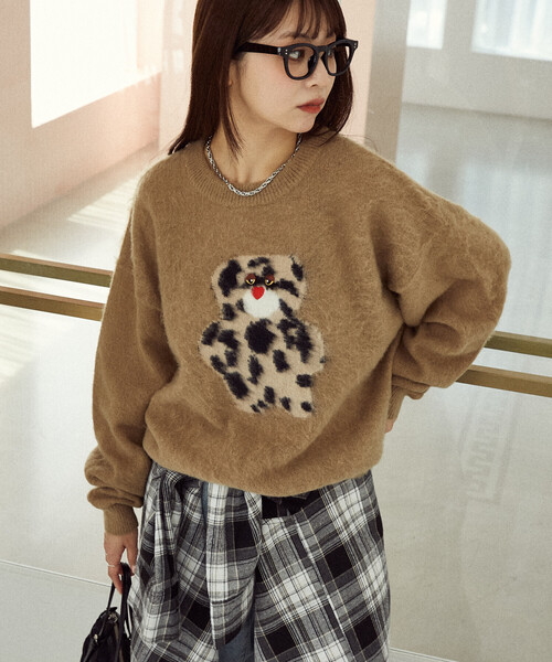 PUBLUX（パブリュクス）の「PUBLUX/パブリュクス mojojojo シャギー アート ニット　限定展開（ニット/セーター・レディース・ブラウン系その他/ネイビー/ダークグレー/キャメル/グレー・ﾌﾘ-）」の20枚目の写真