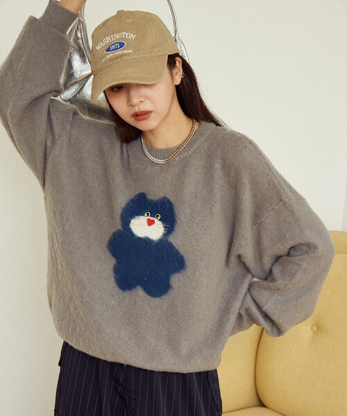 PUBLUX（パブリュクス）の「PUBLUX/パブリュクス mojojojo シャギー アート ニット　限定展開（ニット/セーター・レディース・ブラウン系その他/ネイビー/ダークグレー/キャメル/グレー・ﾌﾘ-）」の15枚目の写真