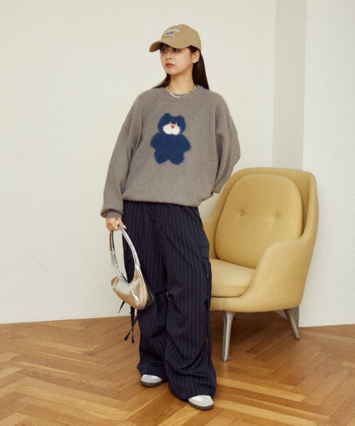 PUBLUX（パブリュクス）の「PUBLUX/パブリュクス mojojojo シャギー アート ニット　限定展開（ニット/セーター・レディース・ブラウン系その他/ネイビー/ダークグレー/キャメル/グレー・ﾌﾘ-）」の7枚目の写真