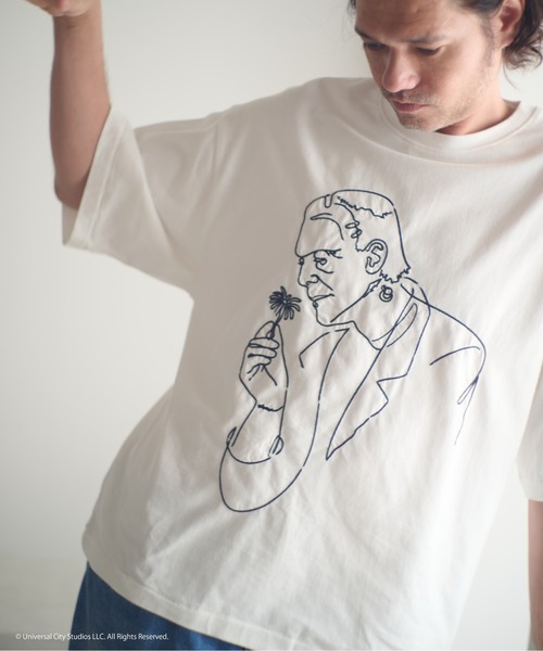 ADAM PATEK（アダムパテック）の「ADAMPATEK/Frankenstein flower stitch T/フランケンシュタイン刺繍Tシャツ（Tシャツ/カットソー・メンズ・ホワイト/ブラック・1/2）」の7枚目の写真