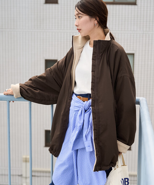 FREAK'S STORE（フリークスストア）の「限定展開　FREAK'S STORE OUTDOORS 裏フリース リバーシブル ジャケット（マウンテンパーカー・レディース・オリーブ/ブラウン/ネイビー/ブラック/ライトグレー・ﾌﾘ-）」の12枚目の写真
