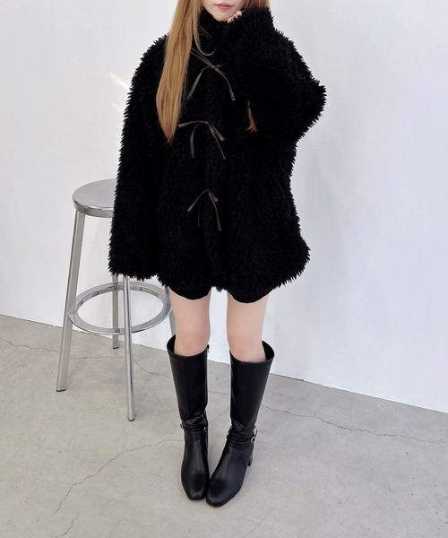 INGNI（イング）の「リボン取り外しスタンドボアブルゾン（ブルゾン・レディース・アイボリー/ブラック/ベージュ・M）」の14枚目の写真