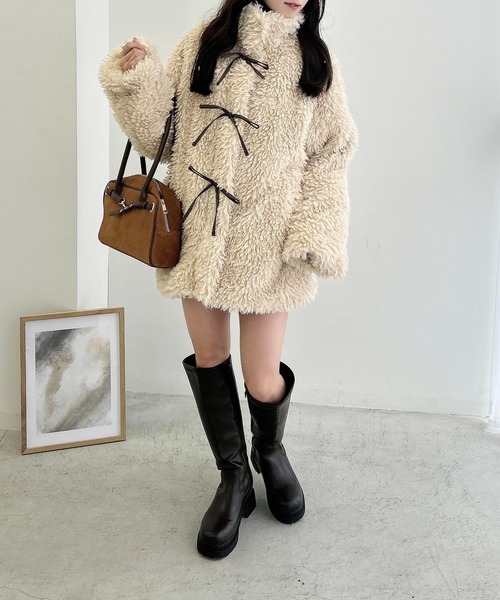 INGNI（イング）の「リボン取り外しスタンドボアブルゾン（ブルゾン・レディース・アイボリー/ブラック/ベージュ・M）」の19枚目の写真