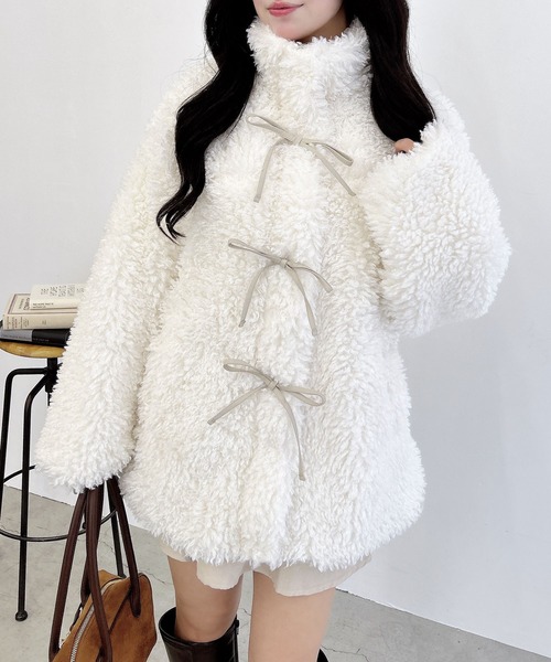 セール】リボン取り外しスタンドボアブルゾン（ブルゾン）｜INGNI