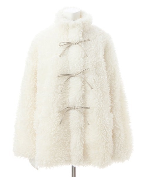 INGNI（イング）の「リボン取り外しスタンドボアブルゾン（ブルゾン・レディース・アイボリー/ブラック/ベージュ・M）」の21枚目の写真