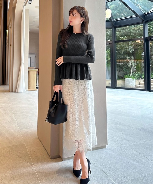 岡部あゆみさんコラボ ］選べる2タイプペプラムニットトップス