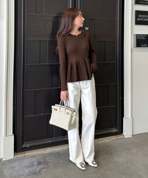 岡部あゆみさんコラボ ］選べる2タイプペプラムニットトップス