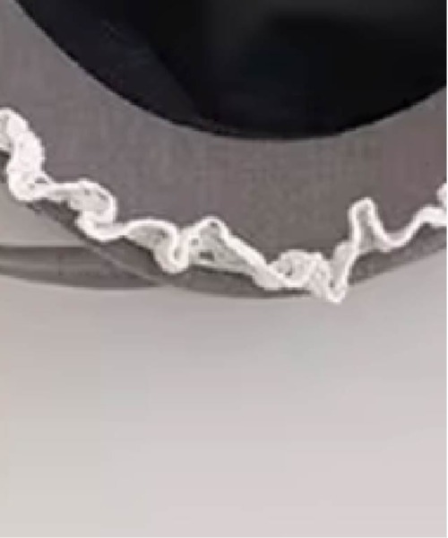 LA POMME petit(ラポミ・プチ)の「Ribbon Lace Frill Beret(ハンチング/ベレー帽・レディース・ブラック/グレー・FREE)」の5枚目の写真