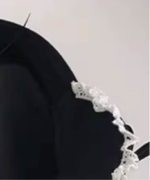LA POMME petit(ラポミ・プチ)の「Ribbon Lace Frill Beret(ハンチング/ベレー帽・レディース・ブラック/グレー・FREE)」の4枚目の写真