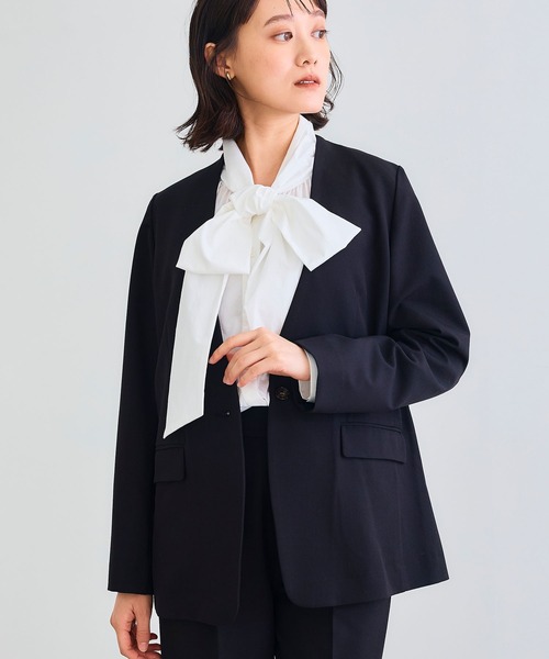 CROSS FUNCTION（クロスファンクション）の「《シワになりにくい》セットアップ対応  サマ美え リラックスノーカラージャケット【CROSS FUNCTION/クロスファンクション】（ノーカラージャケット・レディース・チャコールグレー/ブラック/ベージュ/モカ・LL/M/L）」の13枚目の写真