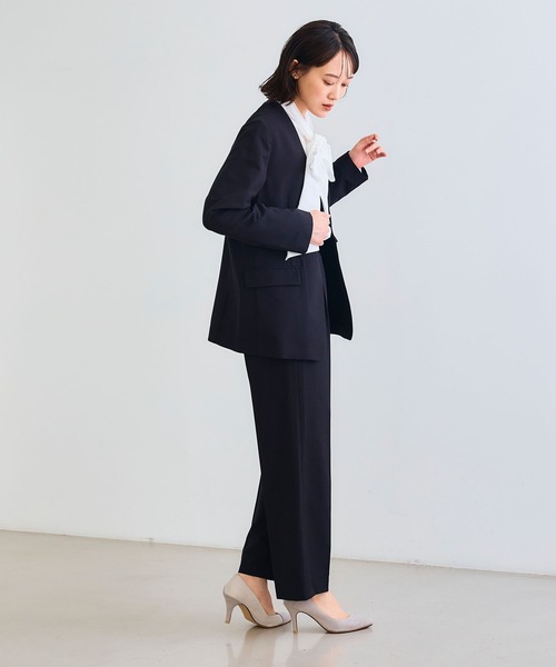 CROSS FUNCTION（クロスファンクション）の「《シワになりにくい》セットアップ対応  サマ美え リラックスノーカラージャケット【CROSS FUNCTION/クロスファンクション】（ノーカラージャケット・レディース・チャコールグレー/ブラック/ベージュ/モカ・LL/M/L）」の16枚目の写真