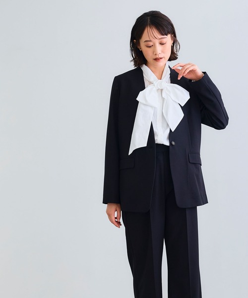 CROSS FUNCTION（クロスファンクション）の「《シワになりにくい》セットアップ対応  サマ美え リラックスノーカラージャケット【CROSS FUNCTION/クロスファンクション】（ノーカラージャケット・レディース・チャコールグレー/ブラック/ベージュ/モカ・LL/M/L）」の10枚目の写真