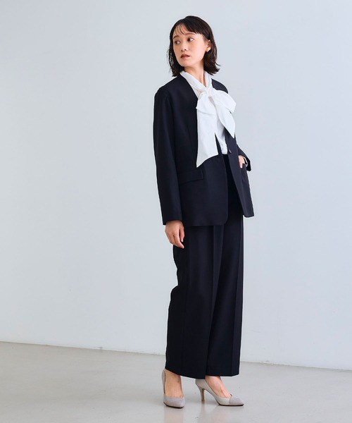 CROSS FUNCTION（クロスファンクション）の「《シワになりにくい》セットアップ対応  サマ美え リラックスノーカラージャケット【CROSS FUNCTION/クロスファンクション】（ノーカラージャケット・レディース・チャコールグレー/ブラック/ベージュ/モカ・LL/M/L）」の12枚目の写真