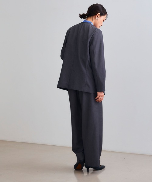 CROSS FUNCTION（クロスファンクション）の「《シワになりにくい》セットアップ対応  サマ美え リラックスノーカラージャケット【CROSS FUNCTION/クロスファンクション】（ノーカラージャケット・レディース・チャコールグレー/ブラック/ベージュ/モカ・LL/M/L）」の9枚目の写真