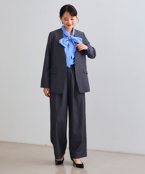 CROSS FUNCTION（クロスファンクション）の「《シワになりにくい》セットアップ対応  サマ美え リラックスノーカラージャケット【CROSS FUNCTION/クロスファンクション】（ノーカラージャケット・レディース・チャコールグレー/ブラック/ベージュ/モカ・LL/M/L）」の5枚目の写真