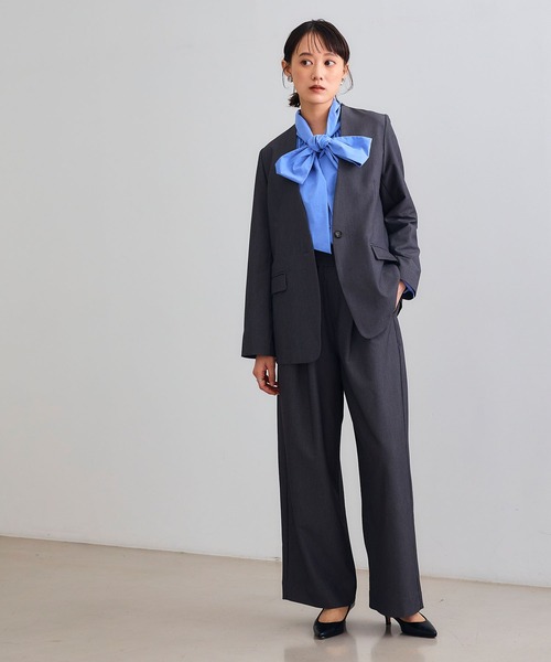 CROSS FUNCTION（クロスファンクション）の「《シワになりにくい》セットアップ対応  サマ美え リラックスノーカラージャケット【CROSS FUNCTION/クロスファンクション】（ノーカラージャケット・レディース・チャコールグレー/ブラック/ベージュ/モカ・LL/M/L）」の7枚目の写真