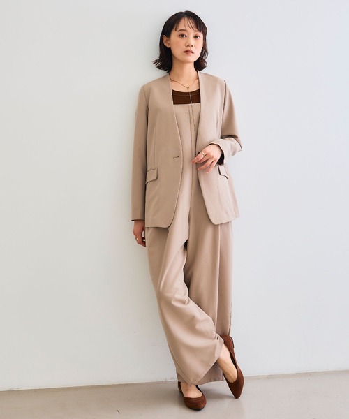 CROSS FUNCTION（クロスファンクション）の「《シワになりにくい》セットアップ対応  サマ美え リラックスノーカラージャケット【CROSS FUNCTION/クロスファンクション】（ノーカラージャケット・レディース・チャコールグレー/ブラック/ベージュ/モカ・LL/M/L）」の20枚目の写真