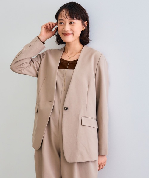 CROSS FUNCTION（クロスファンクション）の「《シワになりにくい》セットアップ対応  サマ美え リラックスノーカラージャケット【CROSS FUNCTION/クロスファンクション】（ノーカラージャケット・レディース・チャコールグレー/ブラック/ベージュ/モカ・LL/M/L）」の19枚目の写真