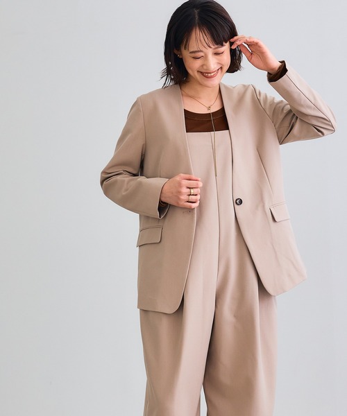 CROSS FUNCTION（クロスファンクション）の「《シワになりにくい》セットアップ対応  サマ美え リラックスノーカラージャケット【CROSS FUNCTION/クロスファンクション】（ノーカラージャケット・レディース・チャコールグレー/ブラック/ベージュ/モカ・LL/M/L）」の18枚目の写真