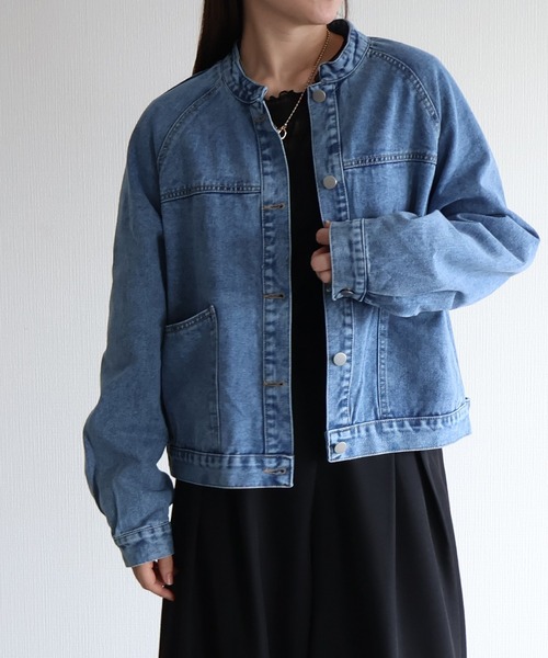 sin.ca（シンカ）の「ノーカラーデニムジャケット（デニムジャケット・レディース・ブルー/ライトブルー・ML）」の22枚目の写真