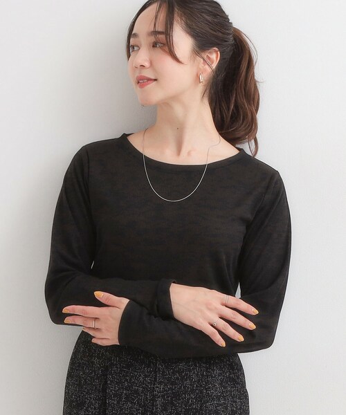 Cutie Blonde(キューティーブロンド)の「【洗濯機可/S-LL】毎日コーデに シアーテレコロンT(Tシャツ/カットソー・レディース・ワインレッド/ブラック/オフホワイト/ダークブラウン・02/01/04/03)」の3枚目の写真
