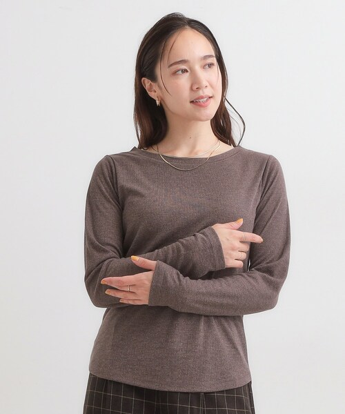 Cutie Blonde(キューティーブロンド)の「【洗濯機可/S-LL】毎日コーデに シアーテレコロンT(Tシャツ/カットソー・レディース・ワインレッド/ブラック/オフホワイト/ダークブラウン・02/01/04/03)」の13枚目の写真