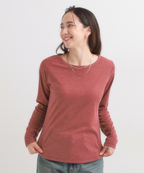 Cutie Blonde(キューティーブロンド)の「【洗濯機可/S-LL】毎日コーデに シアーテレコロンT(Tシャツ/カットソー・レディース・ワインレッド/ブラック/オフホワイト/ダークブラウン・02/01/04/03)」の17枚目の写真