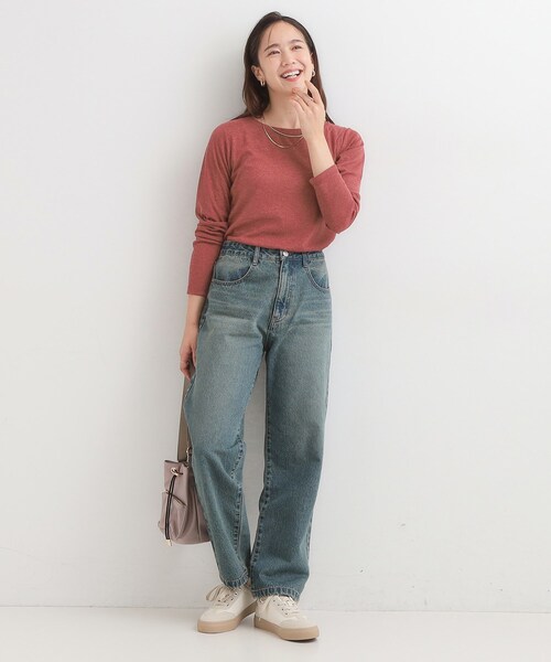 Cutie Blonde(キューティーブロンド)の「【洗濯機可/S-LL】毎日コーデに シアーテレコロンT(Tシャツ/カットソー・レディース・ワインレッド/ブラック/オフホワイト/ダークブラウン・02/01/04/03)」の19枚目の写真