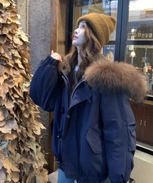 Sibra（シブラ）の「3WAYファー付きショートブルゾン/ボタンで毛皮ファー取り外し可（ブルゾン）」