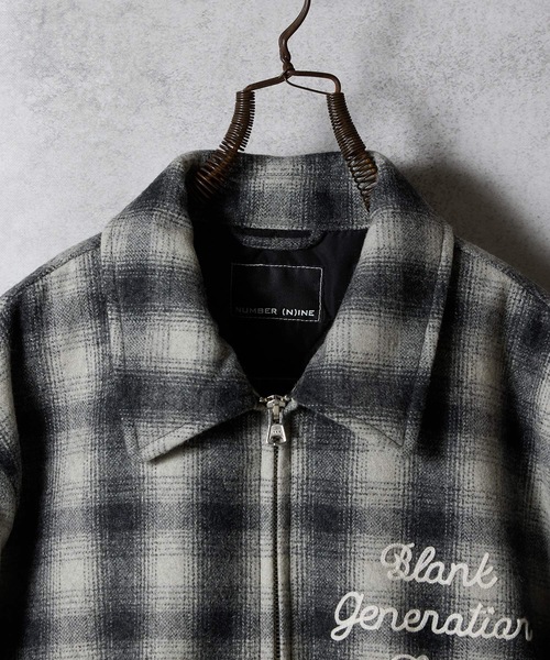 NUMBER (N)INE（ナンバーナイン）の「WOOL MELTON OMBRE PRAID INSIDE QUILTING RIB JACKET / ウール メルトン オンブレー チェック キルティング裏地 リブ ジャケット（ブルゾン・メンズ・チャコール/グレー・2/3/4）」の5枚目の写真