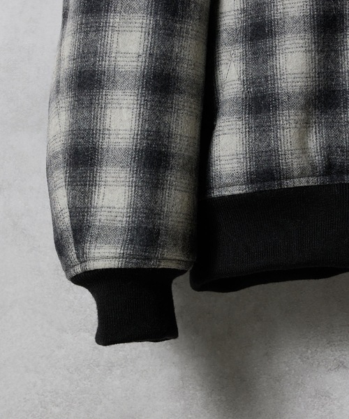 NUMBER (N)INE（ナンバーナイン）の「WOOL MELTON OMBRE PRAID INSIDE QUILTING RIB JACKET / ウール メルトン オンブレー チェック キルティング裏地 リブ ジャケット（ブルゾン・メンズ・チャコール/グレー・2/3/4）」の7枚目の写真