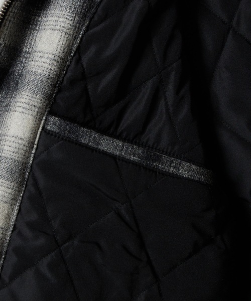 NUMBER (N)INE（ナンバーナイン）の「WOOL MELTON OMBRE PRAID INSIDE QUILTING RIB JACKET / ウール メルトン オンブレー チェック キルティング裏地 リブ ジャケット（ブルゾン・メンズ・チャコール/グレー・2/3/4）」の10枚目の写真