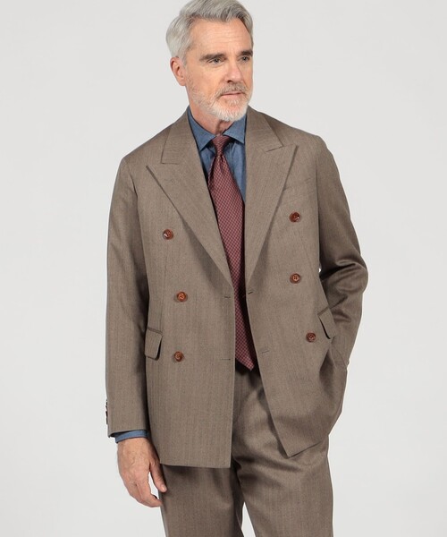 セール】ウールヘリンボーン ダブルブレステッド6Bジャケット