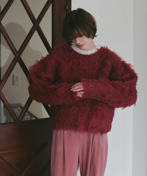 MANOF（マノフ）の「FLUFFY KNIT（ニット/セーター・レディース・ベージュ/チャコールグレー/ピンク・F）」の13枚目の写真