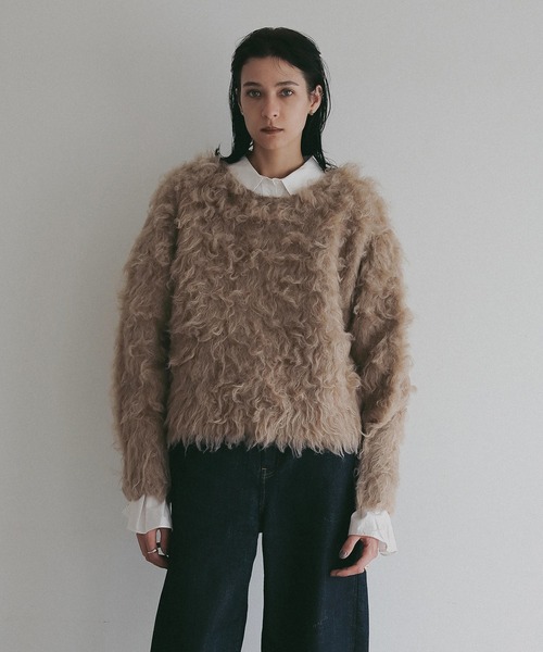 MANOF（マノフ）の「FLUFFY KNIT（ニット/セーター・レディース・ベージュ/チャコールグレー/ピンク・F）」の5枚目の写真