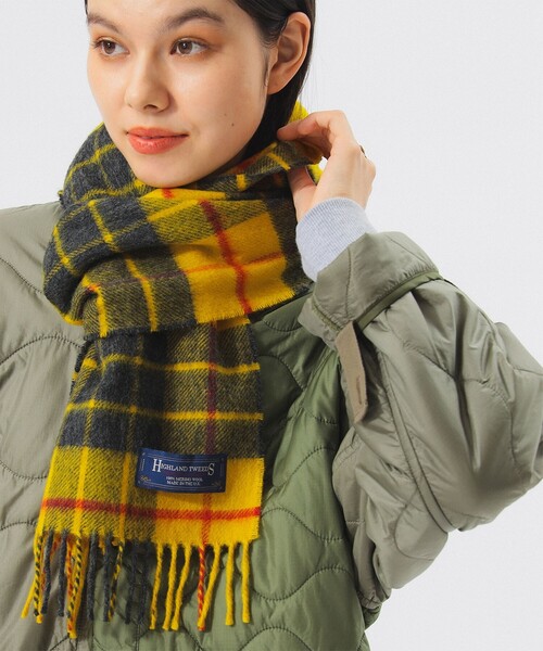 HIGHLAND TWEEDS(ハイランドツィード)の「HIGHLAND TWEEDS / チェック ストール 小(マフラー・レディース・ライトグレー/ブルー/グレー/ベージュ/レッド/ネイビー/イエロー/ライトブルー・ONE SIZE)」の9枚目の写真