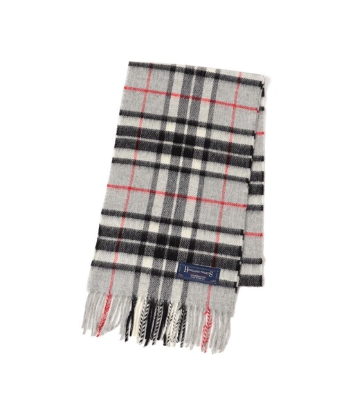 HIGHLAND TWEEDS(ハイランドツィード)の「HIGHLAND TWEEDS / チェック ストール 小(マフラー・レディース・ライトグレー/ブルー/グレー/ベージュ/レッド/ネイビー/イエロー/ライトブルー・ONE SIZE)」の11枚目の写真