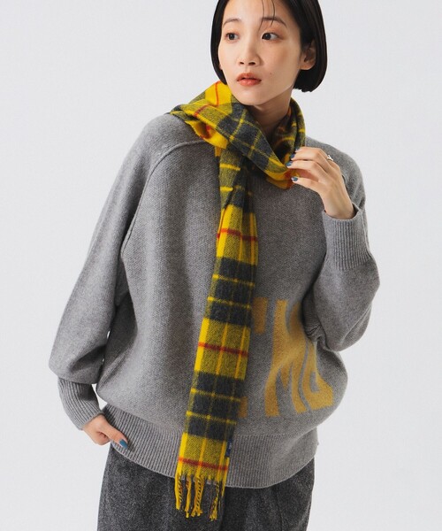 HIGHLAND TWEEDS(ハイランドツィード)の「HIGHLAND TWEEDS / チェック ストール 小(マフラー・レディース・ライトグレー/ブルー/グレー/ベージュ/レッド/ネイビー/イエロー/ライトブルー・ONE SIZE)」の7枚目の写真