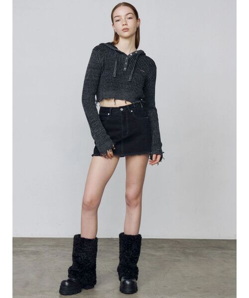 EMODA（エモダ）の「ダメージニットフーディ（ニット/セーター・レディース・ネイビー/レッド/ブラック・FREE）」の5枚目の写真