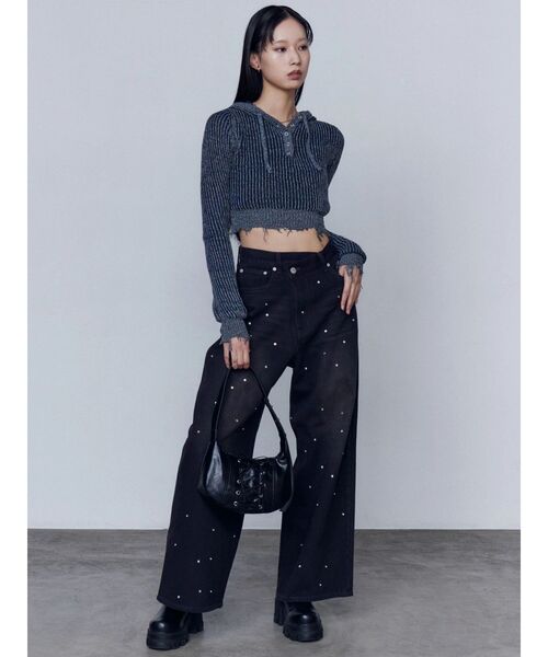 EMODA（エモダ）の「ダメージニットフーディ（ニット/セーター・レディース・ネイビー/レッド/ブラック・FREE）」の11枚目の写真