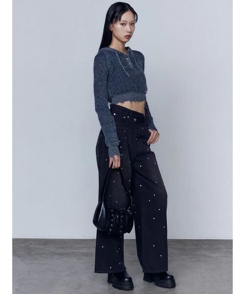 EMODA（エモダ）の「ダメージニットフーディ（ニット/セーター・レディース・ネイビー/レッド/ブラック・FREE）」の12枚目の写真