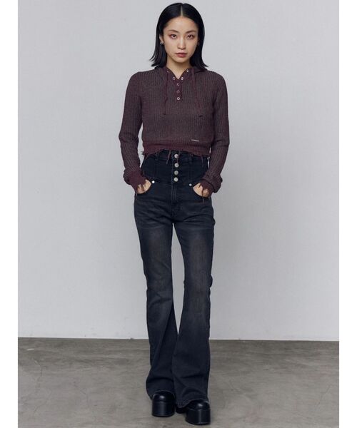 EMODA（エモダ）の「ダメージニットフーディ（ニット/セーター・レディース・ネイビー/レッド/ブラック・FREE）」の16枚目の写真