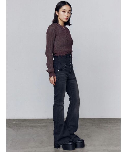 EMODA（エモダ）の「ダメージニットフーディ（ニット/セーター・レディース・ネイビー/レッド/ブラック・FREE）」の17枚目の写真