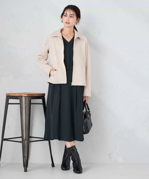 a.v.v(アーヴェヴェ)の「フェイクスエードステンカラーブルゾン(その他アウター・レディース・ブラウン/ベージュ・40/38/36)」の6枚目の写真