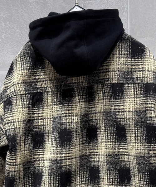 BENUSTA(ベヌスタ)の「A'GEM/9 × .kom 『BENUSTA /ベヌスタ』Vintage Check 2WAY Layered Jacket/ヴィンテージチェック2WAYレイヤードジャケット(シャツ/ブラウス・メンズ・ブラック/ブラウン・M/L)」の14枚目の写真