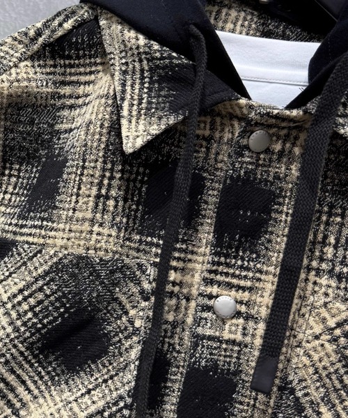 BENUSTA(ベヌスタ)の「A'GEM/9 × .kom 『BENUSTA /ベヌスタ』Vintage Check 2WAY Layered Jacket/ヴィンテージチェック2WAYレイヤードジャケット(シャツ/ブラウス・メンズ・ブラック/ブラウン・M/L)」の12枚目の写真