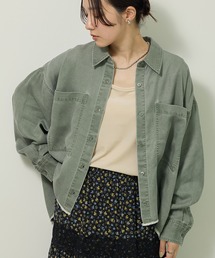 裾フリンジヴィンテージ風シャツ