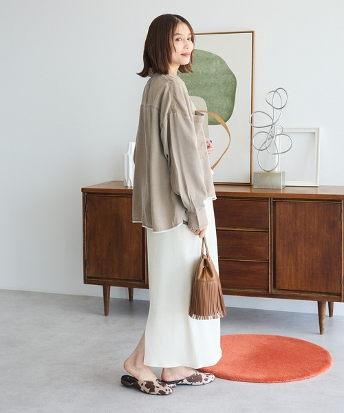 Green　Parks（グリーンパークス）の「裾フリンジヴィンテージ風シャツ（シャツ/ブラウス・レディース・グリーン/ブラウン・FREE）」の4枚目の写真