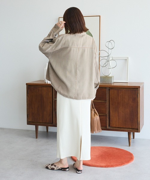 Green　Parks（グリーンパークス）の「裾フリンジヴィンテージ風シャツ（シャツ/ブラウス・レディース・グリーン/ブラウン・FREE）」の5枚目の写真