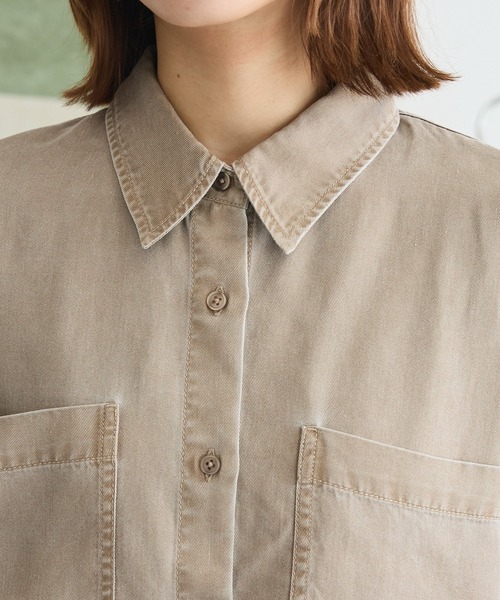 Green　Parks（グリーンパークス）の「裾フリンジヴィンテージ風シャツ（シャツ/ブラウス・レディース・グリーン/ブラウン・FREE）」の10枚目の写真